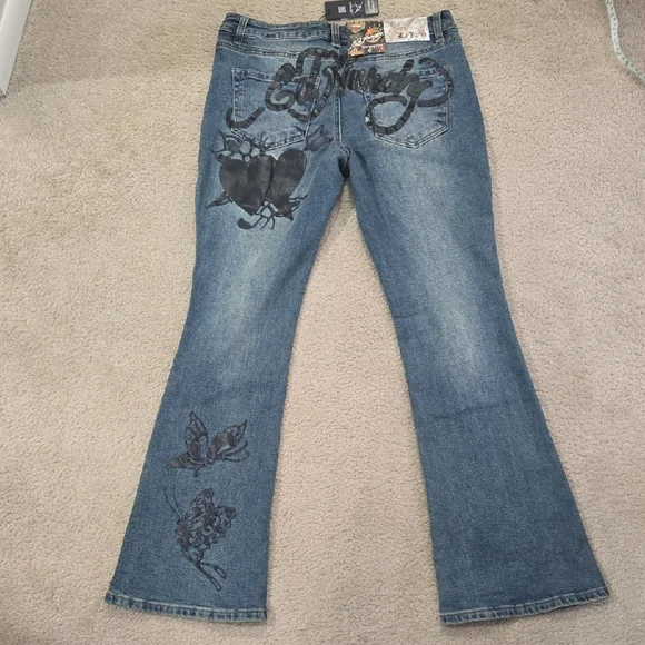 Ed Hardy Flare Jeans with Black Graphics - Picture 8 of 15